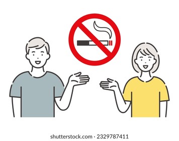 A young couple recommending smoking cessation.