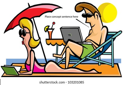 Young couple relaxing on the beach