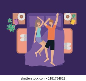 young couple relaxing on the bedroom
