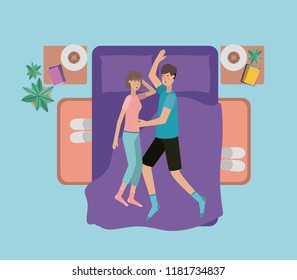 young couple relaxing on the bedroom