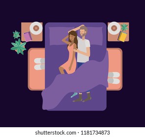 young couple relaxing on the bedroom