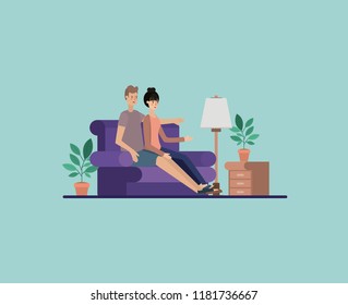 young couple relaxing on the livingroom