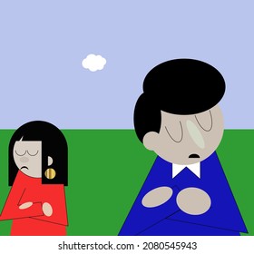 young couple resentment, as result of some family quarrell