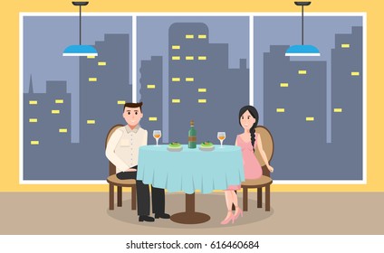 Young couple in restaurant