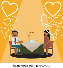Una pareja joven en una cena romántica