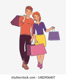 Young couple with shopping bags