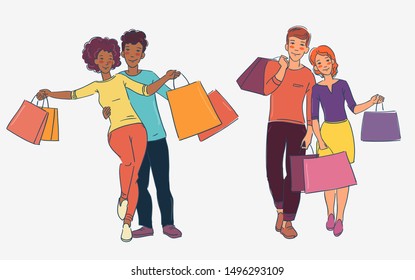 Young couple with shopping bags
