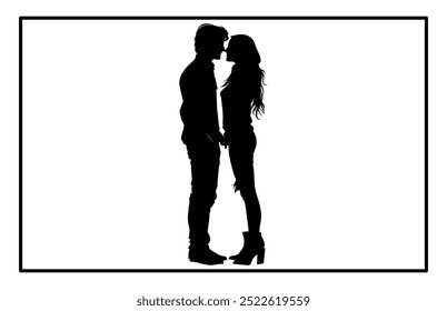 Young Couple silhouette, Romantic couple in various poses silhouettes 