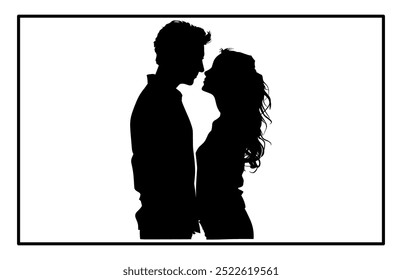 Young Couple silhouette, Romantic couple in various poses silhouettes 