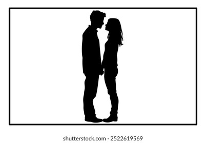 Young Couple silhouette, Romantic couple in various poses silhouettes 