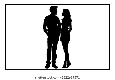 Young Couple silhouette, Romantic couple in various poses silhouettes 