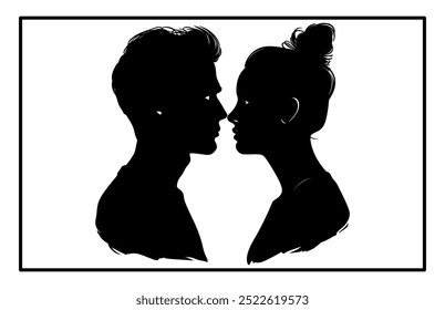 Young Couple silhouette, Romantic couple in various poses silhouettes 