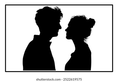 Young Couple silhouette, Romantic couple in various poses silhouettes 