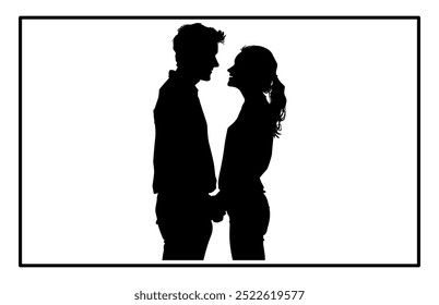 Young Couple silhouette, Romantic couple in various poses silhouettes 