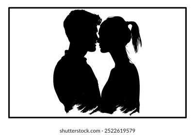 Young Couple silhouette, Romantic couple in various poses silhouettes 