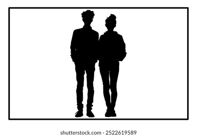 Young Couple silhouette, Romantic couple in various poses silhouettes 