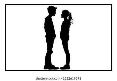 Young Couple silhouette, Romantic couple in various poses silhouettes 