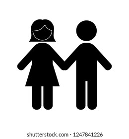 young couple silhouettes avatars characters