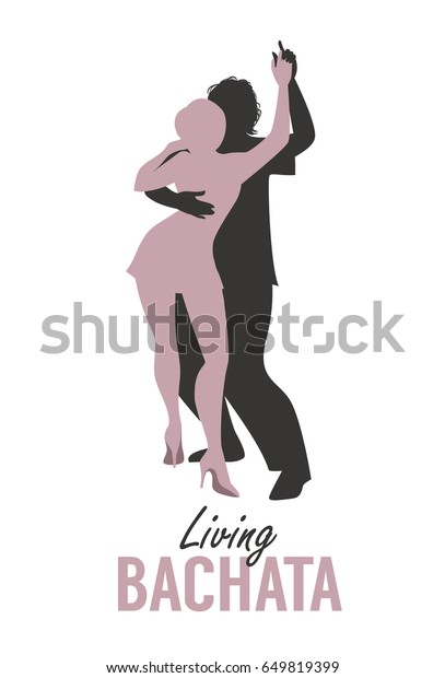 Young Couple Silhouettes Dancing Bachata Salsa Stock Vector Royalty Free 649819399