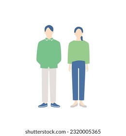 young couple. simple full body illustration