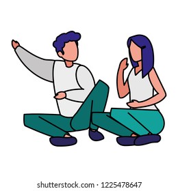 young couple sitting in the floor