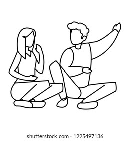 young couple sitting in the floor