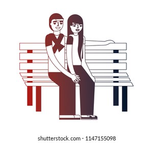 young couple sitting on bench