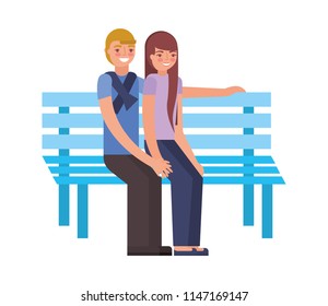 young couple sitting on bench