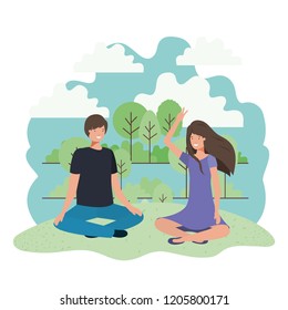 young couple sitting in the park