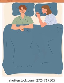 Pareja joven durmiendo en la cama