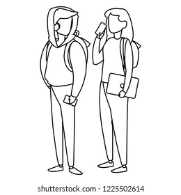 young couple with smartphone