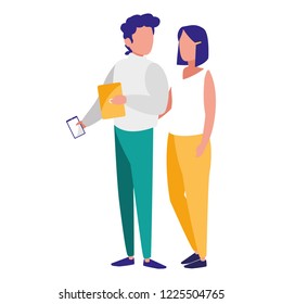 young couple with smartphone