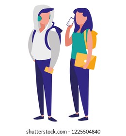 young couple with smartphone