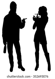 Young Couple Smoking Cigar