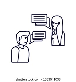 young couple with speech bubble