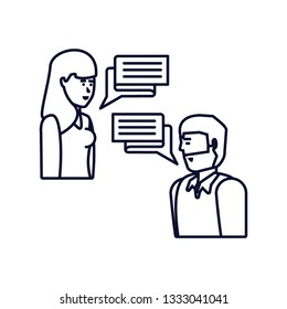 young couple with speech bubble