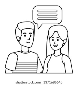 young couple with speech bubble