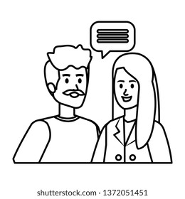 young couple with speech bubble