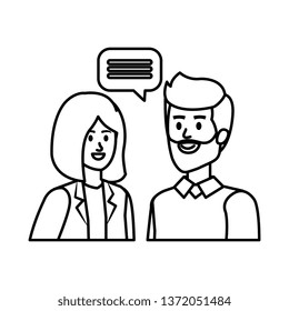 young couple with speech bubble