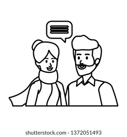 young couple with speech bubble