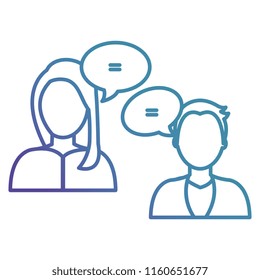 young couple with speech bubbles
