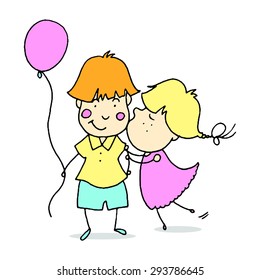Young couple spends time together. Design for valentines