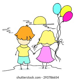 Young couple spends time together. Design for valentines