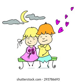 Young couple spends time together. Design for valentines