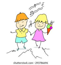 Young couple spends time together. Design for valentines