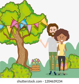 young couple in spring
