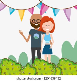 young couple in spring