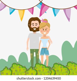 young couple in spring