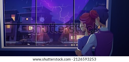 Similar – Image, Stock Photo Rain at night under an awning with lights