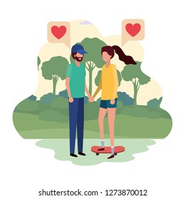 young couple standing avatar character